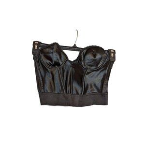 Vintage Victorias Secret Black Satin Bustier Top 34A